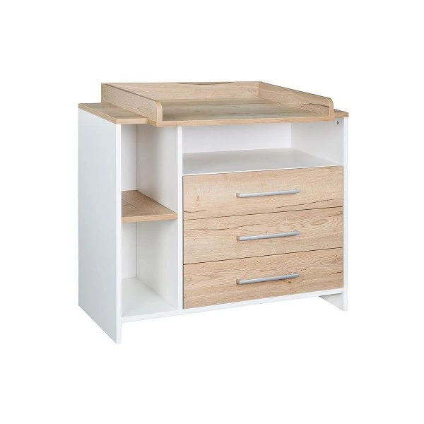 Schardt Eco Plus Wickelkommode Halifax Eiche/weiß 3 Schubkästen, 3 Fächer - Mit Wickelaufsatz 2 Schardt Eco Plus Wickelkommode Halifax Eiche/weiß 3 Schubkästen, 3 Fächer - Mit Wickelaufsatz – Bild 2