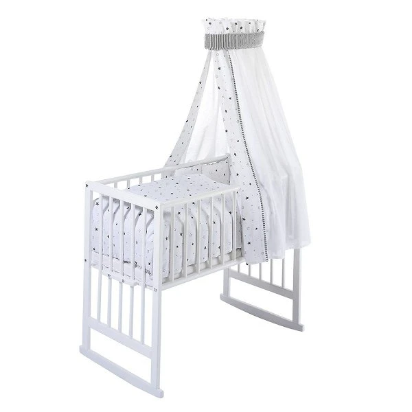 Schardt Multifunktionswiege 5 In 1 Buche Massiv Weiß Lackiert Mit Textiler Ausstattung Sternchen Grau 1 Schardt Multifunktionswiege 5 In 1 Buche Massiv Weiß Lackiert Mit Textiler Ausstattung Sternchen Grau
