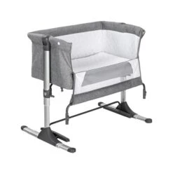Schardt Joy Wiege/Beistellbett Aluminium/Leinen Hellgrau -Babyprodukte Geschäft 13 820 wiege joy seitenteil offen 1