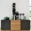 Now! Vision By Hülsta Sideboard 4R 2 Türen 70x211x52 - 3 Schubladen - Lack-grau/Natureiche