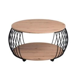 HomeTrends4You Couchtisch Peking 2 Durchmesser 80 Cm | Dekor Artisaneiche