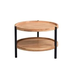 HomeTrends4You Couchtisch Alva 2 Wildeiche Massiv | Gestell Metall Schwarz