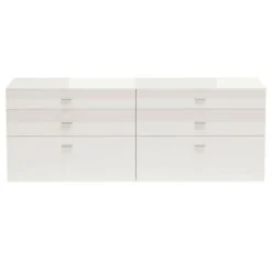 Now! No.14 By Hülsta Sideboard 4R 6 Schubladen 76,8x210x42 - Lack-weiß/Lack-Hochglanz-weiß