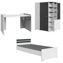 Wimex Joker Jugendzimmer 3-teilig Schreibtisch Verstellbar Weiß / Graphit