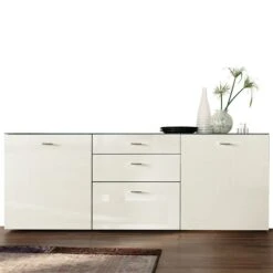 Now! No.14 By Hülsta Sideboard 4R 2 Türen 76,8x210x42 - Lack-weiß/Lack-Hochglanz-weiß