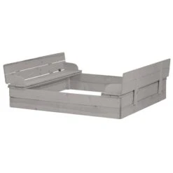 Roba Sandkasten Grau Mit Deckel Aus Wetterfestem Massivholz