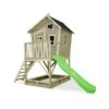 EXIT TOYS EXIT Crooky 500 Holzspielhaus - Graubeige Verspieltes Design - Mit Rutsche & Sandkasten
