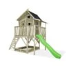 EXIT TOYS EXIT Crooky 550 Holzspielhaus - Graubeige Mit Rutsche, Veranda & Sandkasten