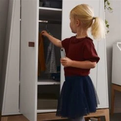 Leander Luna Kleiderschrank Klein Grau/Eiche -Babyprodukte Geschäft 720210 03 leander luna wardrobe small white oak 1 1