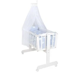 Roba Komplettwiegenset Weiß Inklusive Textiler Ausstattung Kleine Wolke Blau