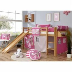 Ticaa Rene Rutschbett Buche Natur A1 Massivholz - Vorhang-Dessin Wählbar