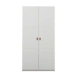 LIFETIME Schrank 100 Cm, 2 Türen, Weiß Massivholz/MDF, Ohne Griffe