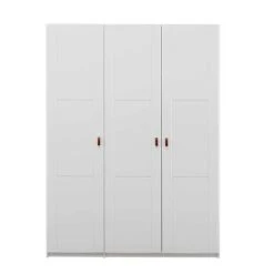LIFETIME Schrank 150 Cm, 3 Türen, Whitewash Massivholz, Ohne Griffe