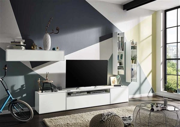 Now! By Hülsta Easy Wohnwand Lack-hellgrau 186x372x45 6-teilig 1 Now! By Hülsta Easy Wohnwand Lack-hellgrau 186x372x45 6-teilig