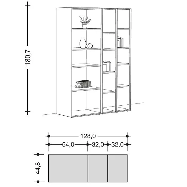 Now! By Hülsta Easy Regal Reinweiß 180x128x44 3-teilig 2 Now! By Hülsta Easy Regal Reinweiß 180x128x44 3-teilig – Bild 2