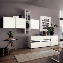 Now! By Hülsta Easy Wohnwand Hellgrau 204x320x44 6-teilig