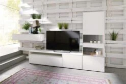 Now! By Hülsta Easy Wohnwand Lack-reinweiß 181x350x45 4-teilig