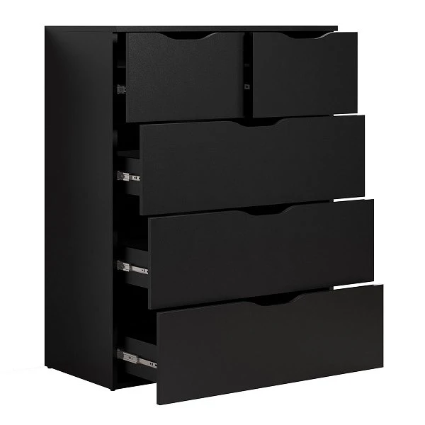 Trendteam Basix Kommode 5 Schubkästen Schwarz 2 Trendteam Basix Kommode 5 Schubkästen Schwarz – Bild 2