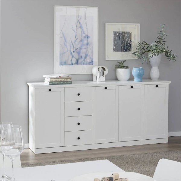 Trendteam Baxter Sideboard 195 Cm Weiß Dekor 1 Trendteam Baxter Sideboard 195 Cm Weiß Dekor
