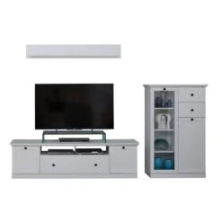 Trendteam Baxter Anbauwand 3-teilig Weiß Dekor | Breit Klein