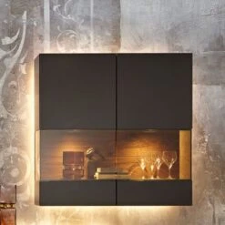 Hülsta Gentis Wohnwand 4 - Akzent Naturstamm - Breite 316,8 Cm -Babyprodukte Geschäft gentis haengevitrine 1