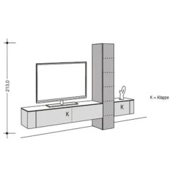Hülsta Gentis Wohnwand 1 - Akzent Lack - Breite 299,2 Cm