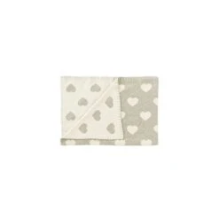 Schardt Kuscheldecke Herzchen Melange Beige 95x120 Schmusedecke - 100% Baumwolle