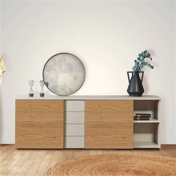Now! Time By Hülsta Sideboard Mit Schiebetüren Natureiche/Lack-seidengrau 3 Now! Time By Hülsta Sideboard Mit Schiebetüren Natureiche/Lack-seidengrau – Bild 3