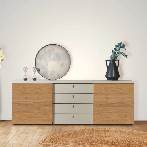 Now! Time By Hülsta Sideboard Mit Schiebetüren Natureiche/Lack-seidengrau 4 Now! Time By Hülsta Sideboard Mit Schiebetüren Natureiche/Lack-seidengrau – Bild 4