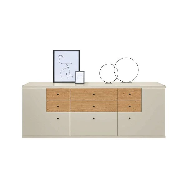 Now! Time By Hülsta Sideboard Mit Winkeltüren Natureiche/Lack-seidengrau 2 Now! Time By Hülsta Sideboard Mit Winkeltüren Natureiche/Lack-seidengrau – Bild 2