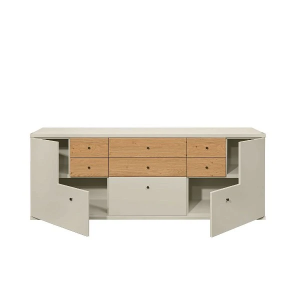 Now! Time By Hülsta Sideboard Mit Winkeltüren Natureiche/Lack-seidengrau 3 Now! Time By Hülsta Sideboard Mit Winkeltüren Natureiche/Lack-seidengrau – Bild 3