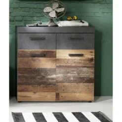 Trendteam Indy Garderoben-Set 2-teilig Old Wood / Graphit Grau | Spiegel, Schuhschrank -Babyprodukte Geschäft indy gd 1879 867 23 frontal 4
