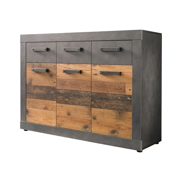 Trendteam Indy Kommode 3 Schubkästen, 3 Türen Old Wood / Graphit Grau 1 Trendteam Indy Kommode 3 Schubkästen, 3 Türen Old Wood / Graphit Grau