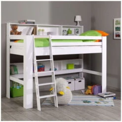 Relita JAN Etagenbett Buche Massiv Weiß Mit Regalen Oben Und Unten - Frachtfrei -Babyprodukte Geschäft jan weiss hb gr 1