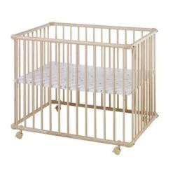 Schardt Laufgitter Basic Buche Massiv Natur 75 X 100 Cm, Mit Laufrollen, Folie Sternchen Grau