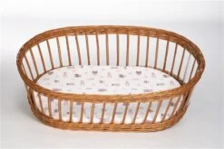 Mionido Stubenwagen Maxi Natur Pyjamabär Rosa Mit Garnierung, Matratze Und Matratzenbezug -Babyprodukte Geschäft mmm9398