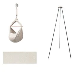 Moonboon Ökologische Federwiegen-Set Nature Mit Motor, Gestell Grau & Kokos-Einleger -Babyprodukte Geschäft moonboon federwiegen set nature grau