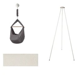 Moonboon Ökologische Federwiegen-Set Stone Mit Motor, Gestell Weiß & Kokos-Einleger -Babyprodukte Geschäft moonboon federwiegen set stone weiss