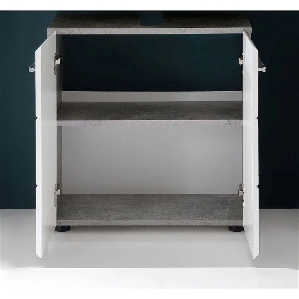 Trendteam Nano Badmöbel-Set 5-teilig Beleuchtet Weiß Hochglanz / Beton Stone 4 Trendteam Nano Badmöbel-Set 5-teilig Beleuchtet Weiß Hochglanz / Beton Stone – Bild 4