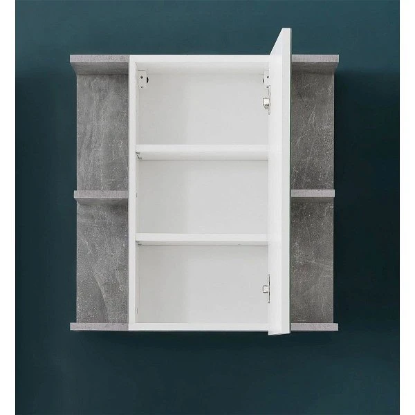 Trendteam Nano Badmöbel-Set 5-teilig Beleuchtet Weiß Hochglanz / Beton Stone 3 Trendteam Nano Badmöbel-Set 5-teilig Beleuchtet Weiß Hochglanz / Beton Stone – Bild 3