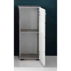 Trendteam Nano Badmöbel-Set 5-teilig Beleuchtet Weiß Hochglanz / Beton Stone 11 Trendteam Nano Badmöbel-Set 5-teilig Beleuchtet Weiß Hochglanz / Beton Stone -Babyprodukte Geschäft nano bd 1846 801 35 frontal geoeffnet 2