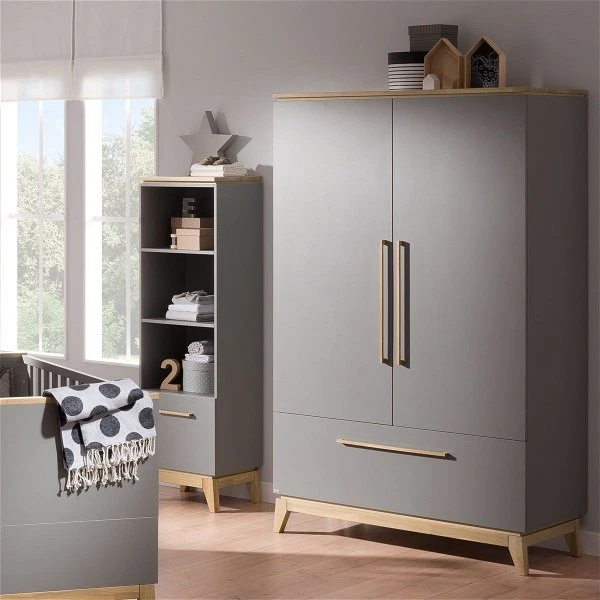 Paidi Sten Kleiderschrank 2T 1S Schiefergrau/Eiche Massiv - Versandkostenfrei 1 Paidi Sten Kleiderschrank 2T 1S Schiefergrau/Eiche Massiv - Versandkostenfrei