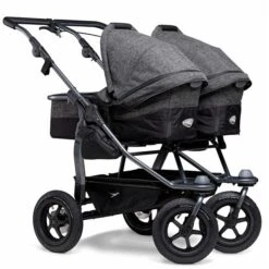 Tfk Duo Kombi Kinderwagen Premium Anthrazit Zwillingswagen Mit Luftrad-Set