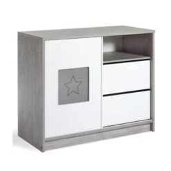 Schardt Eco Star Wickelkommode Weiß/Driftwood 1 Schiebetür, 2 Schubkästen - Mit Wickelaufsatz -Babyprodukte Geschäft schardt eco star wickelkommode ohne aufsatz gr 1