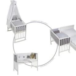 Schardt Multifunktionswiege 5 In 1 Buche Massiv Weiß Lackiert Mit Textiler Ausstattung Big Stars Beige -Babyprodukte Geschäft schardt vario umbaumoeglichkeiten 3