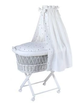 Schardt Babsi Stubenwagen Buche Weiß Mit Textiler Ausstattung Sternchen Grau 2 Schardt Babsi Stubenwagen Buche Weiß Mit Textiler Ausstattung Sternchen Grau – Bild 2