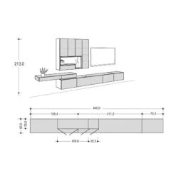 Hülsta Tetrim Wohnwand 4 - Lack-Ausführung Lowboard & Hängeelement -Babyprodukte Geschäft tetrim 4 strich