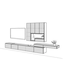 Hülsta Tetrim Wohnwand 4 - Lack-Ausführung Lowboard & Hängeelement -Babyprodukte Geschäft tetrim 4 strich sp