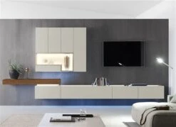 Hülsta Tetrim Wohnwand 4 - Lack-Ausführung Lowboard & Hängeelement -Babyprodukte Geschäft tetrim kombi 4