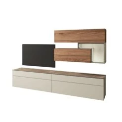 Hülsta Tetrim Wohnwand 8 - Lack & Kernnussbaum Lowboard & Hängeelemente -Babyprodukte Geschäft tetrim kombi 9 2